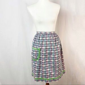 Vintage 1960’s Short Half Apron Stripe Plaid Print